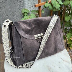 Salvatore Ferragamo Suede and Python Shoulder Bag